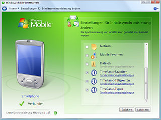 Die automatische Synchronisation mit TimePanic f�r Windows ist ein Hauptfeature von TimePanic f�r Pocket PC.