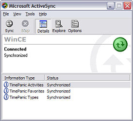 Automatic synchronization with TimePanic for Windows is a key feature of TimePanic for Pocket PC.