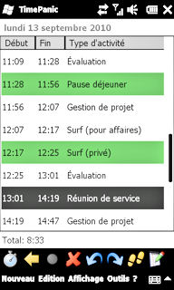 Gestion de temps mobile sur Pocket PC