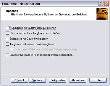 Der Berichtassistent unserer Zeiterfassungssoftware.